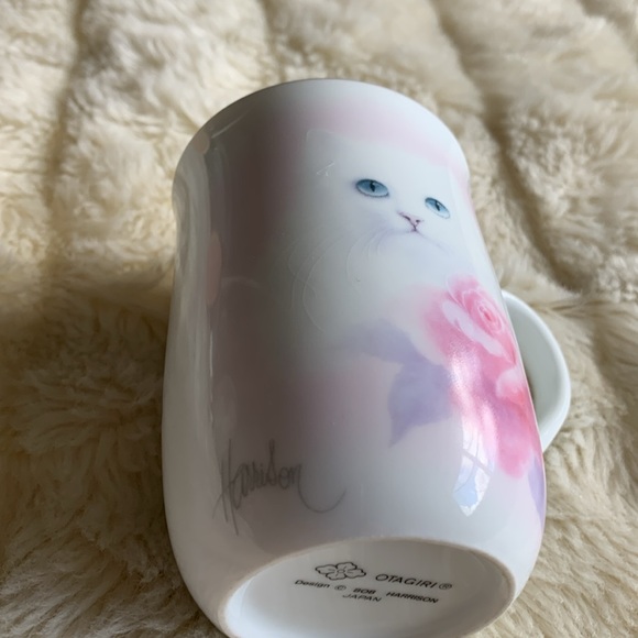 Vintage 80s Harrison white Persian cat with rose Mug rare collectible - Picture 11 of 12